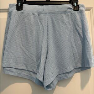 Athleta Wind Down Sleep Short Size Medium Powder Blue waffle knit